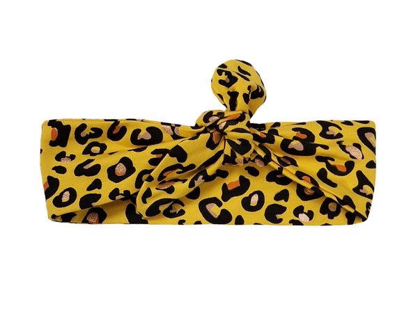 Traka za kosu na vezanje - Senf leopard