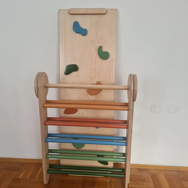 MONTESSORI PIKLER s toboganom i hvatištima / eko lak, u boji