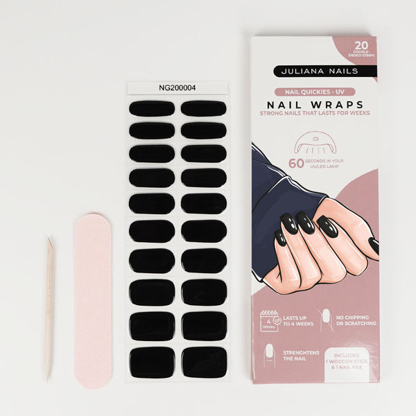 Nail Quickies – samoljepljive gel lak folije za nokte – Black Phantom (20 kom.)