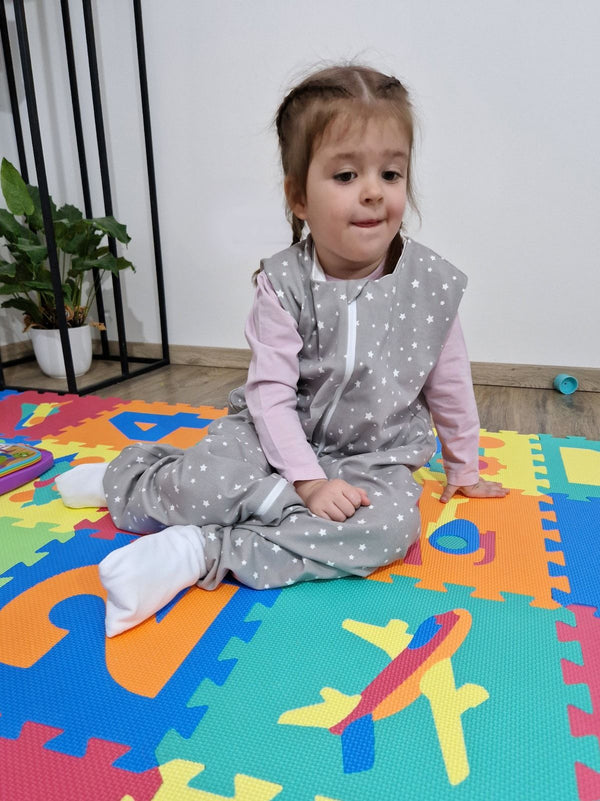 Tanja dvoslojna vreća s nogavicama - Bijele zvjezdice na sivoj podlozi