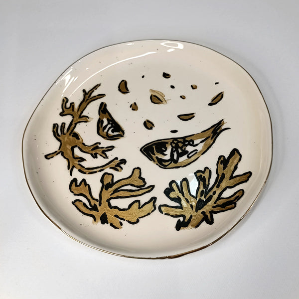 Decorative plate - gold and off white, small size