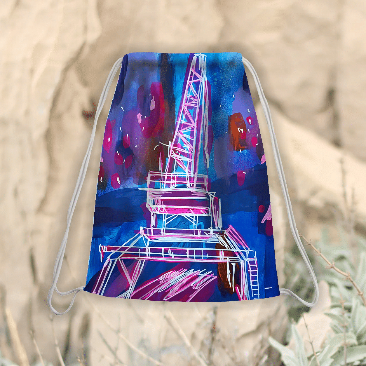Drawstring backpack - Rijeka cranes II