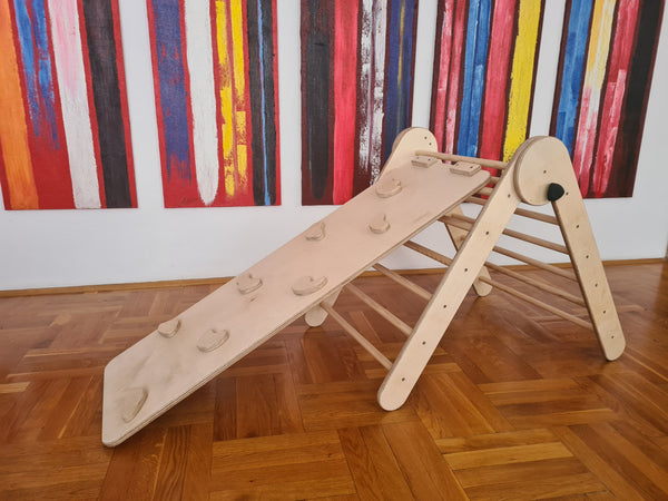 MONTESSORI PIKLER s toboganom i hvatištima / eko lak, natur drvo