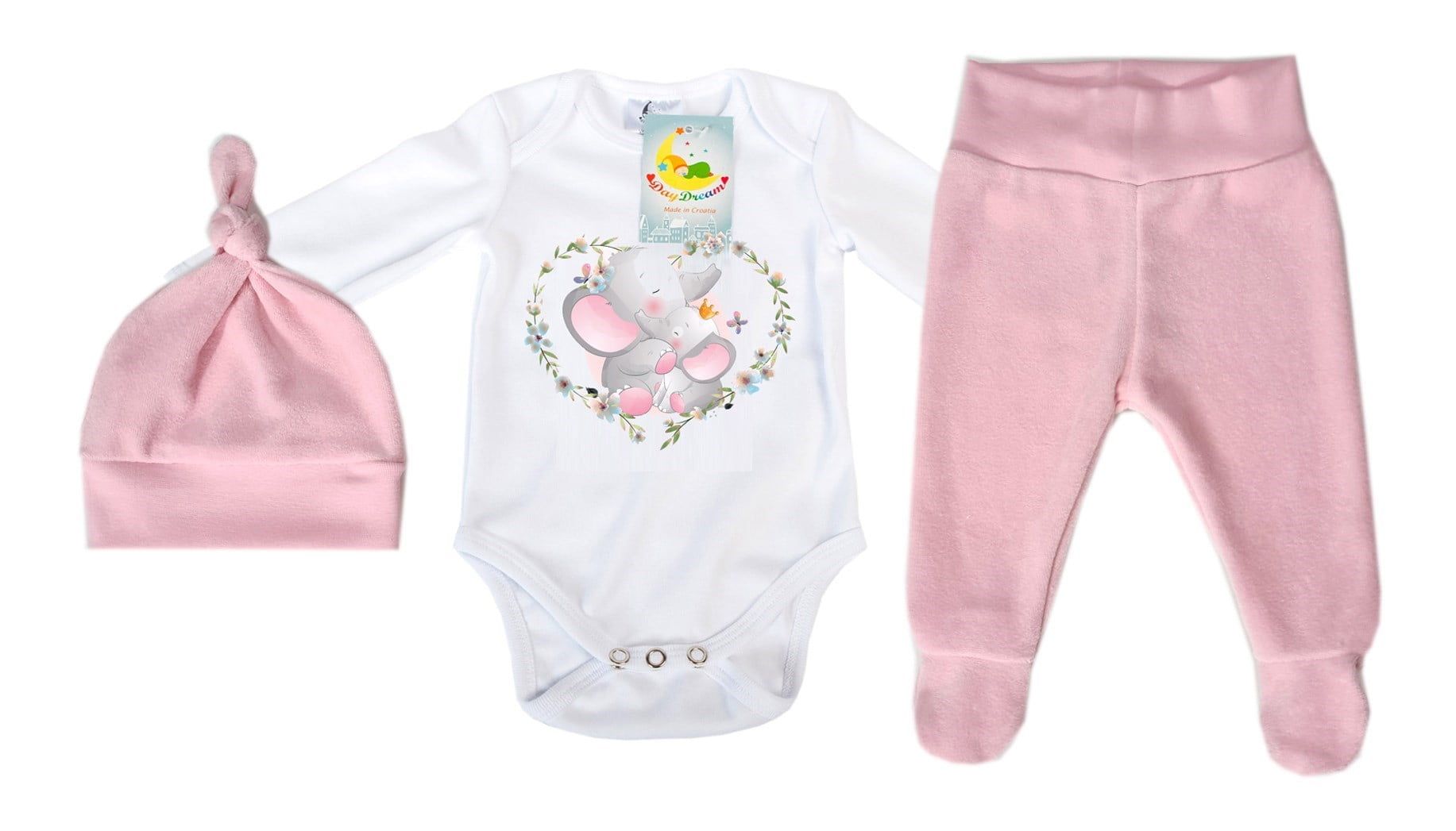 3-dijelni set za bebe - Pliš - Rozi
