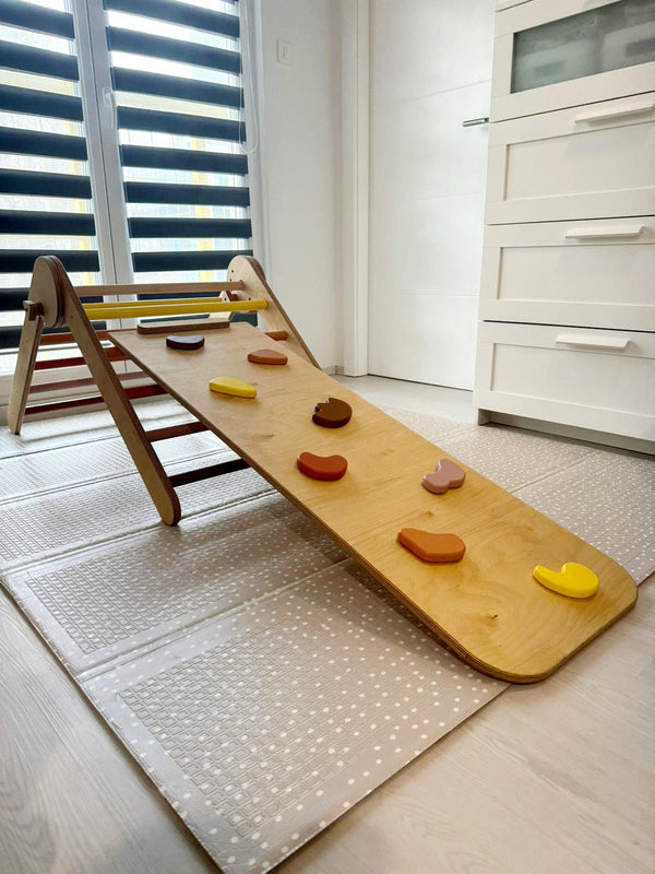 MONTESSORI PIKLER s toboganom i hvatištima / eko lak, u boji Sunset