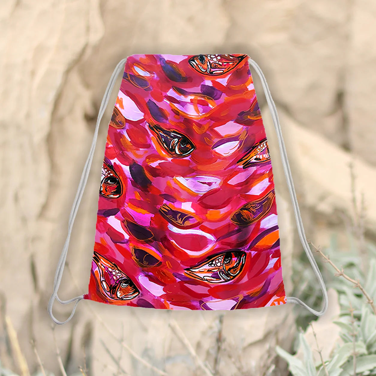 Drawstring backpack - Small fishes red/black