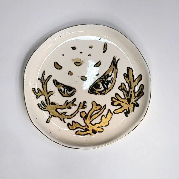 Decorative plate - gold and off white, small size