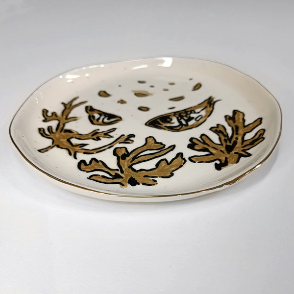 Decorative plate - gold and off white, small size