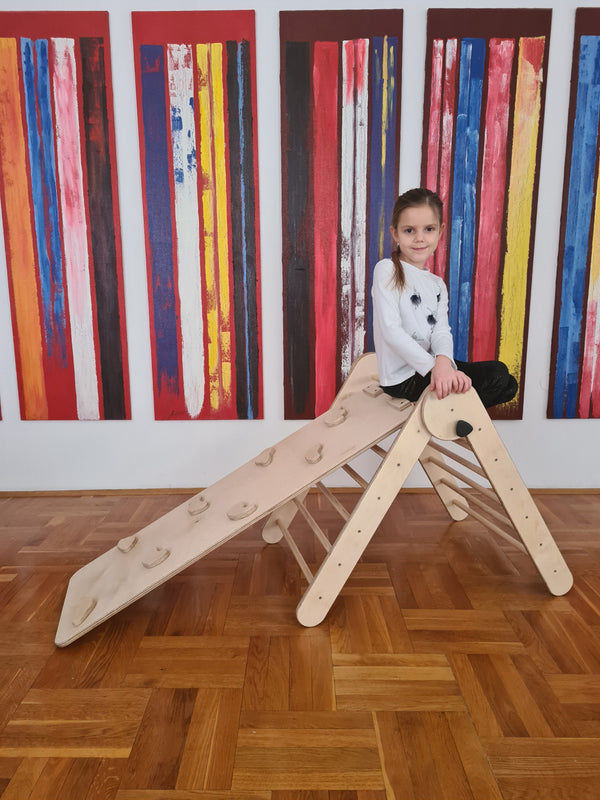 MONTESSORI PIKLER s toboganom i hvatištima / eko lak, natur drvo