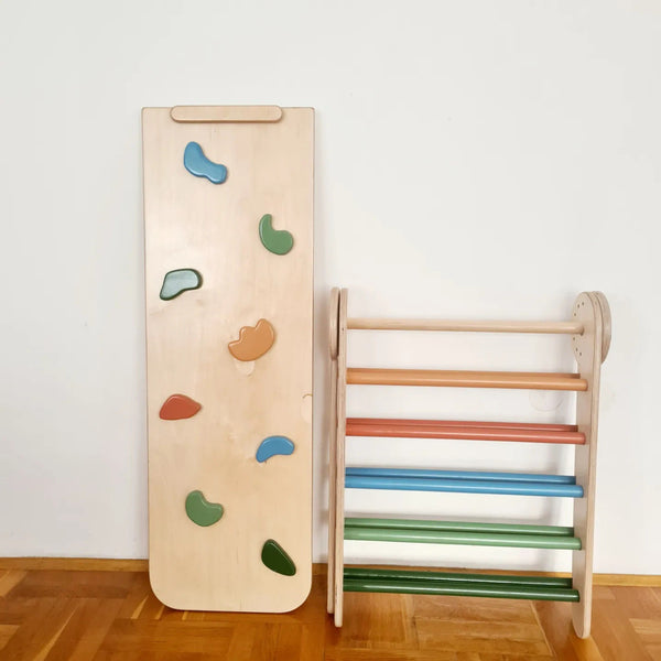 MONTESSORI PIKLER s toboganom i hvatištima / eko lak, u boji