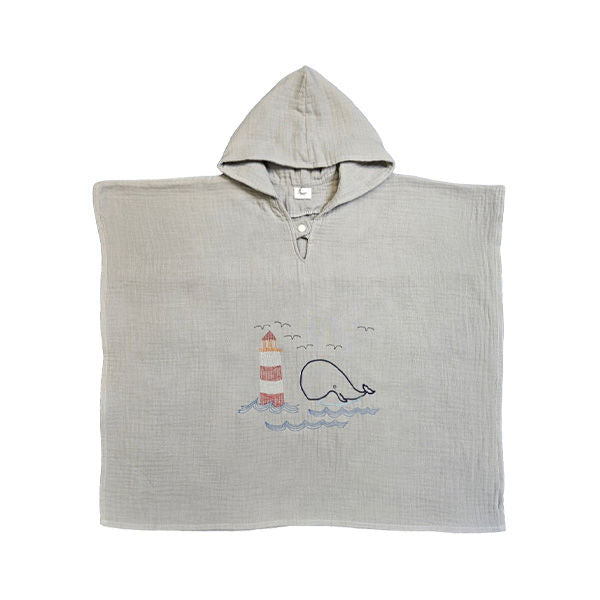 Pončo muslin - Morski kit - sivi