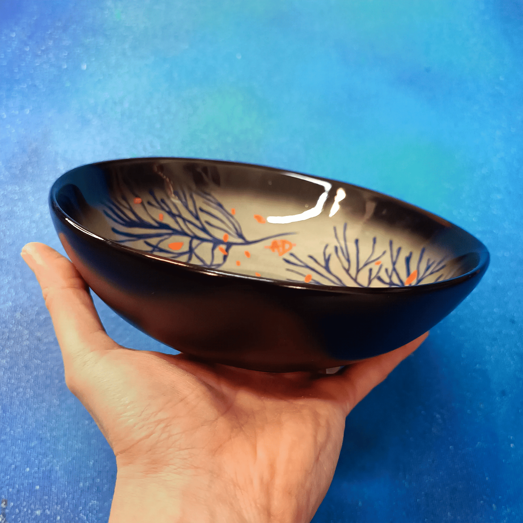 Decorative plate - blue corals, deep plate