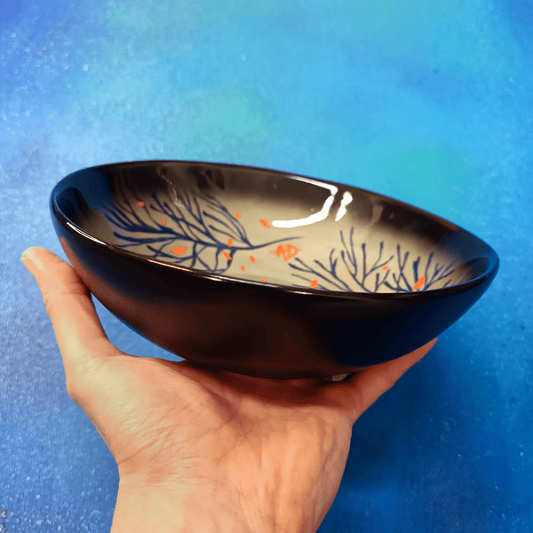 Decorative plate - blue corals, deep plate
