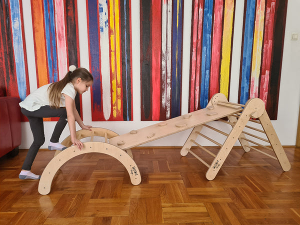 MONTESSORI PIKLER SET 3U1 / trokut, tobogan - hvatišta i luk arch