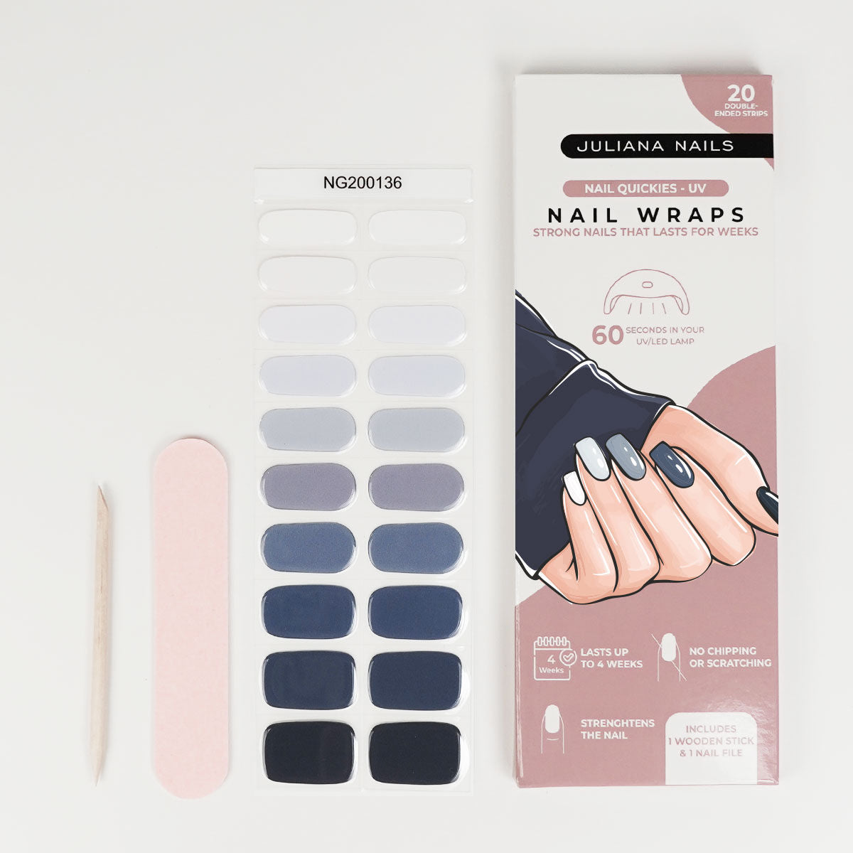 Nail Quickies – samoljepljive gel lak folije za nokte – Baby Shark (20 kom.)