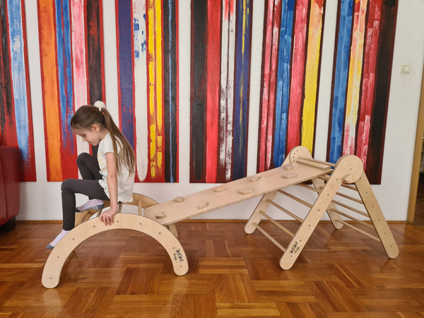 MONTESSORI PIKLER SET 3U1 / trokut, tobogan - hvatišta i luk arch