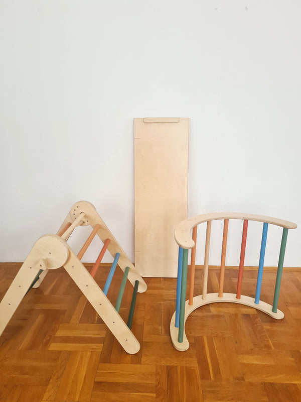 MONTESSORI PIKLER SET 3U1 / u boji, trokut, tobogan - hvatišta i luk arch