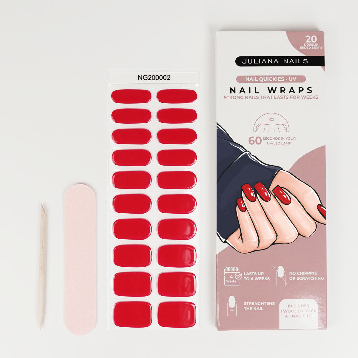 Nail Quickies – samoljepljive gel lak folije za nokte – Mrs. Red (20 kom.)