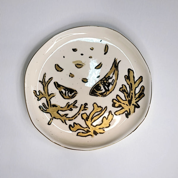 Decorative plate - gold and off white, small size