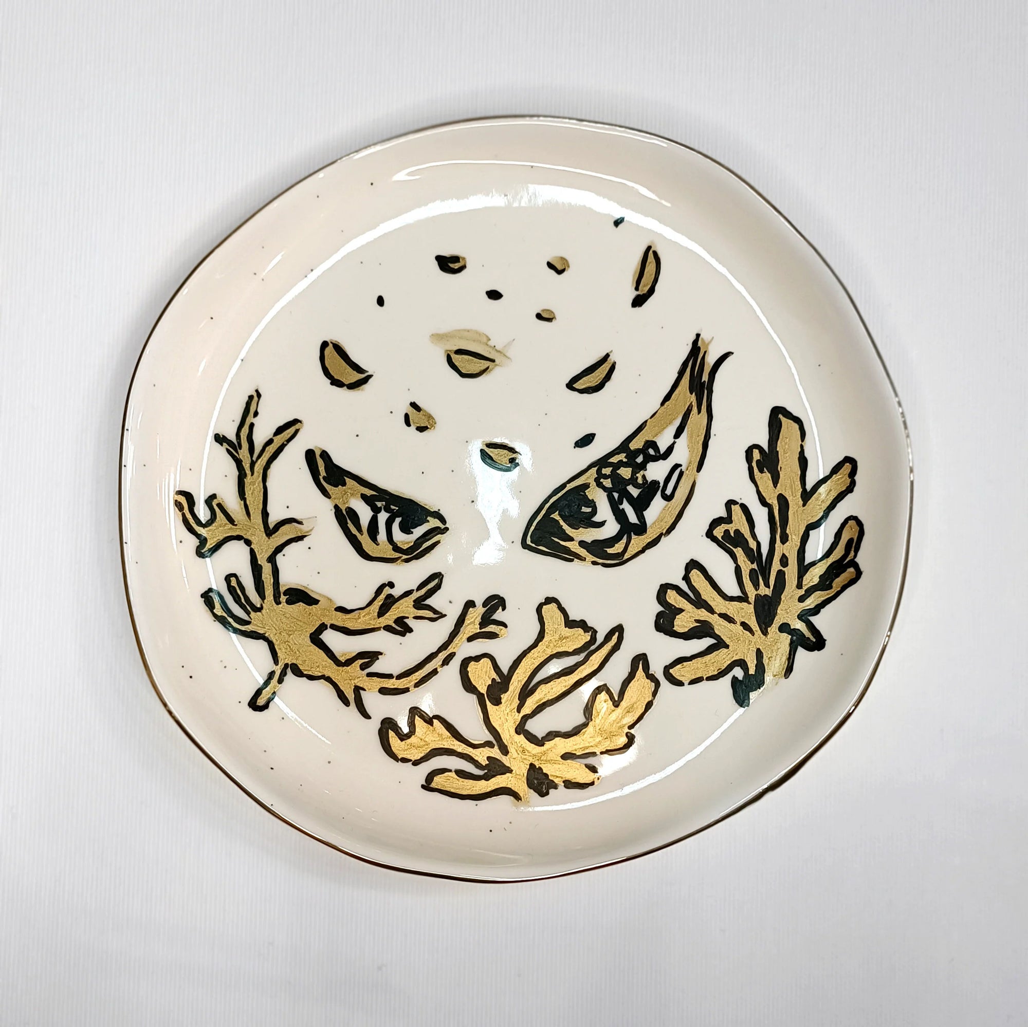 Decorative plate - gold and off white, small size