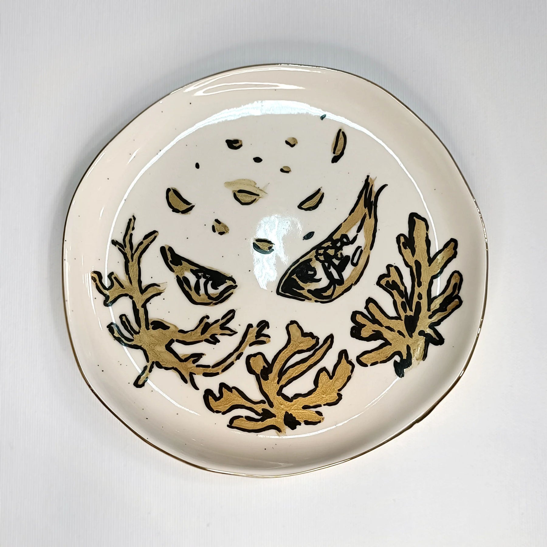 Decorative plate - gold and off white, small size