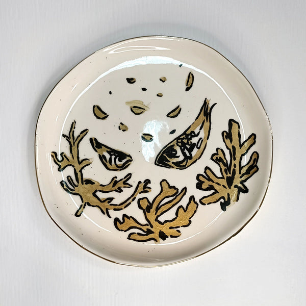 Decorative plate - gold and off white, small size