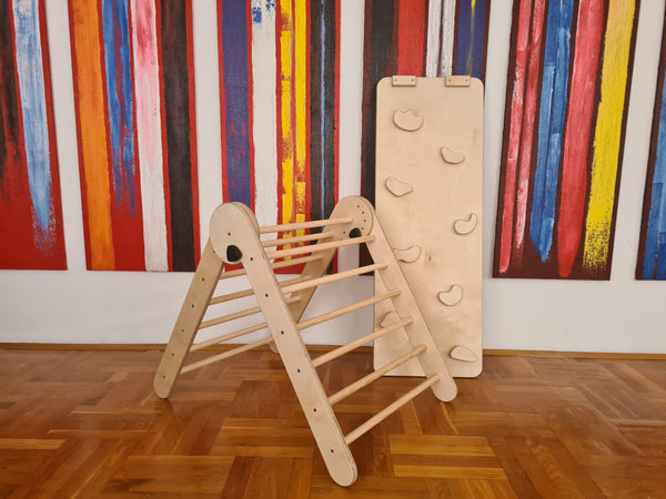 MONTESSORI PIKLER s toboganom i hvatištima / eko lak, natur drvo