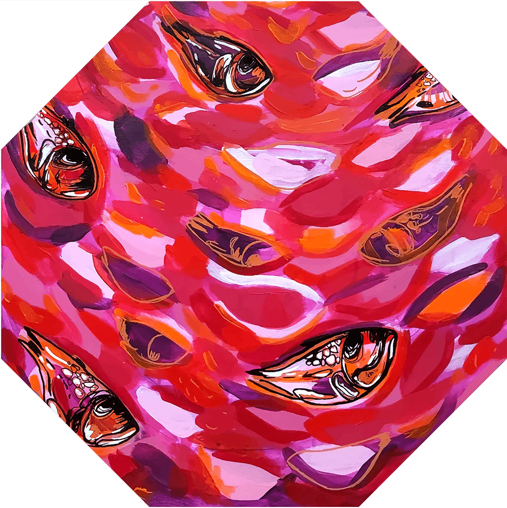 Umbrella - Small fishes red/black