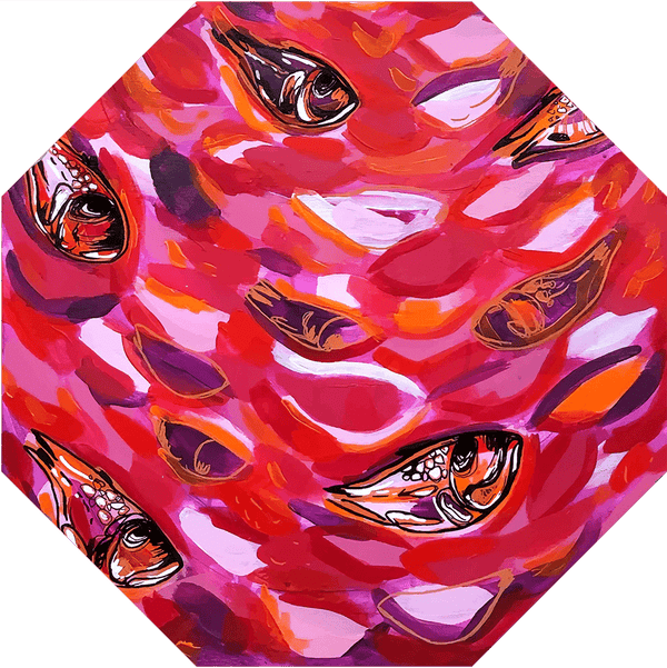 Umbrella - Small fishes red/black
