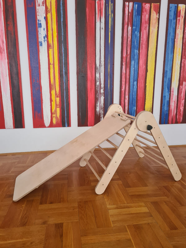 MONTESSORI PIKLER s toboganom i hvatištima / eko lak, natur drvo